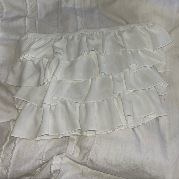 Strapless White Ruffled Top - Picture 3 of 5